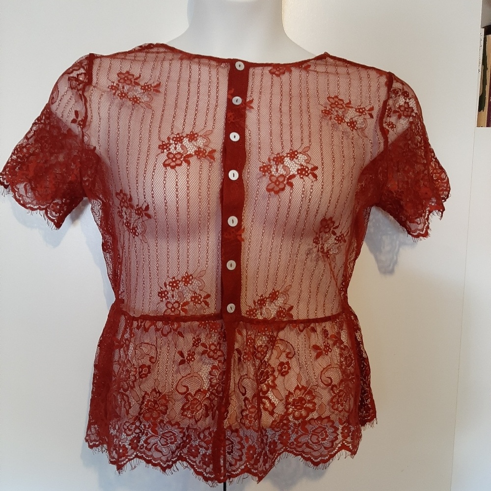 Red Bohemian Lace Top